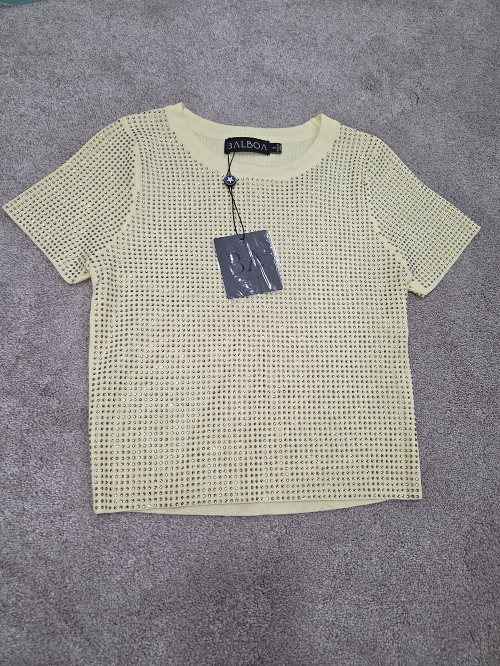 Balboa Fashion Rhinestone Short-Sleeve Top